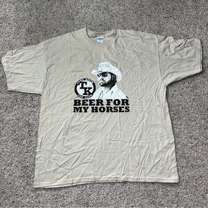 Vintage VTG Toby Keith Berr For My Horses‎ Tan Shirt Size Men’s Size XXL 2XL Fan
